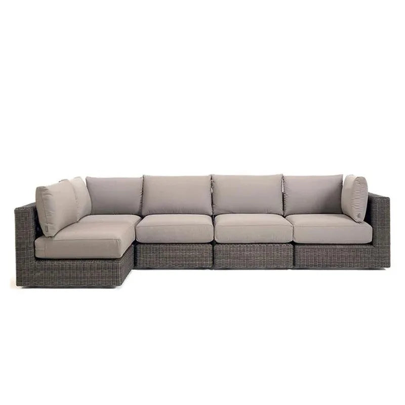 Nordic courtyard rattan furniture outdoor waterproof sunscreen sofa coffee table pedal double recliner resort bed and breakfast