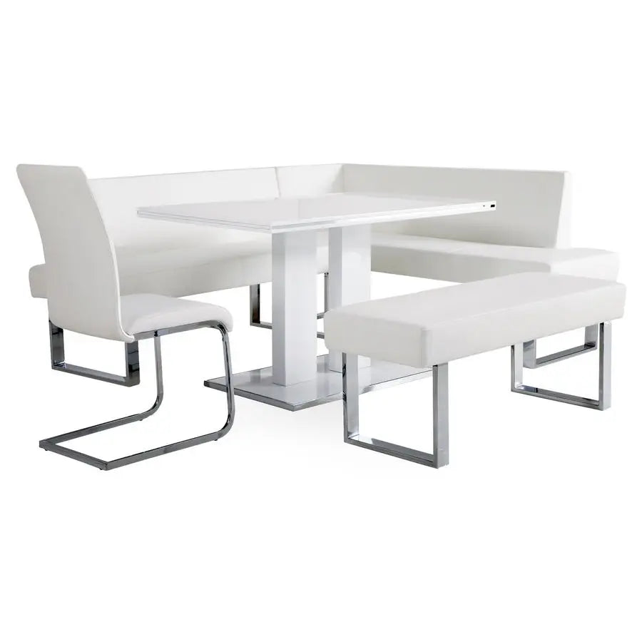 Upholstered Side Amanda White Faux Leather Dining Accent Chair with Chrome FinishSet of 2, Black LCAMSIBL
