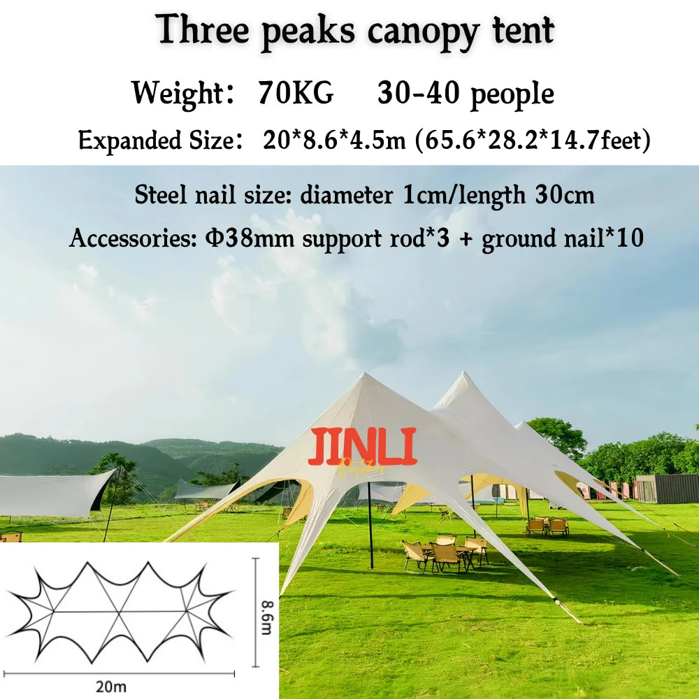 Star Canopy Tent 900D Oxford Cloth Single Double Pole Octopus Shape Stretch Outdoor Peak Starshade for Camping And Picnics