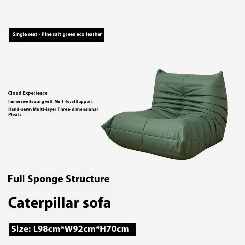 Caterpillar Floor Sofa Lazy Chair Single Seat High Density Foam Recliner Modern Lounge Couch for Bedroom Living Room Balcony