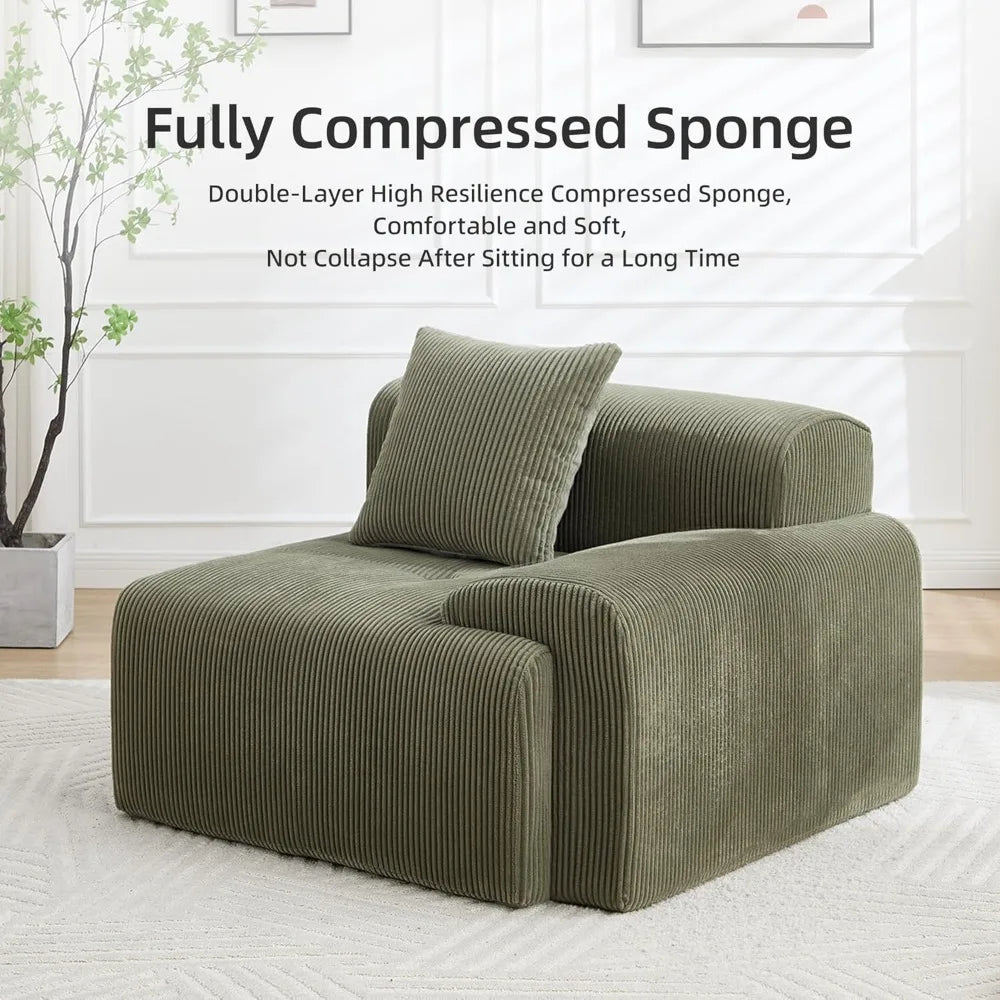 118 Modular Sectional Sofa, Cloud Sectional Couch for Living Room, Boneless L-Shaped Sofas with Deep Seat, Comfy Fluffy Couch wi