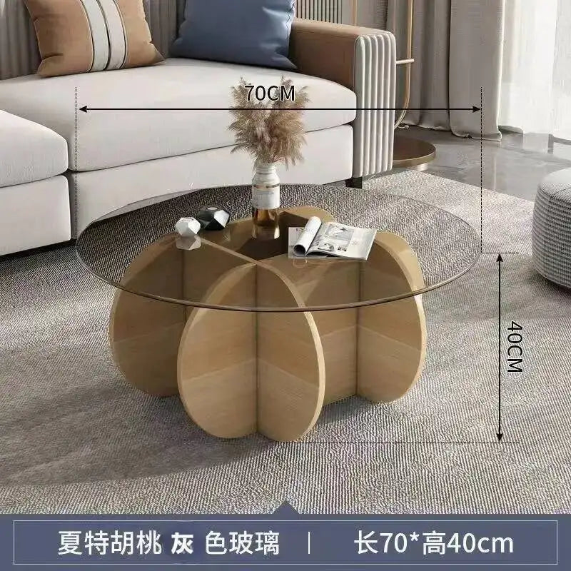 Table basse de salon ronde en verre trempé, design créatif, résistante aux hautes températures, style luxe