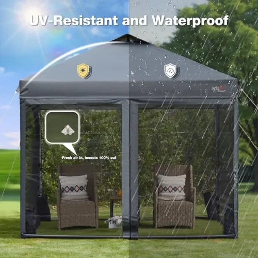 10x10 Pop Up Tent with Mosquito Netting Outdoor Portable Sn Tent for Yard Party Camping and Picnic 3 Height Positions Patio Ga