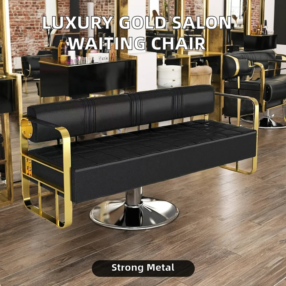 Modern Luxury Gold Wrought Iron Salon Station Furniture High Quality Portable Stainless Steel Waiting Chair Warehouse Mall Hotel