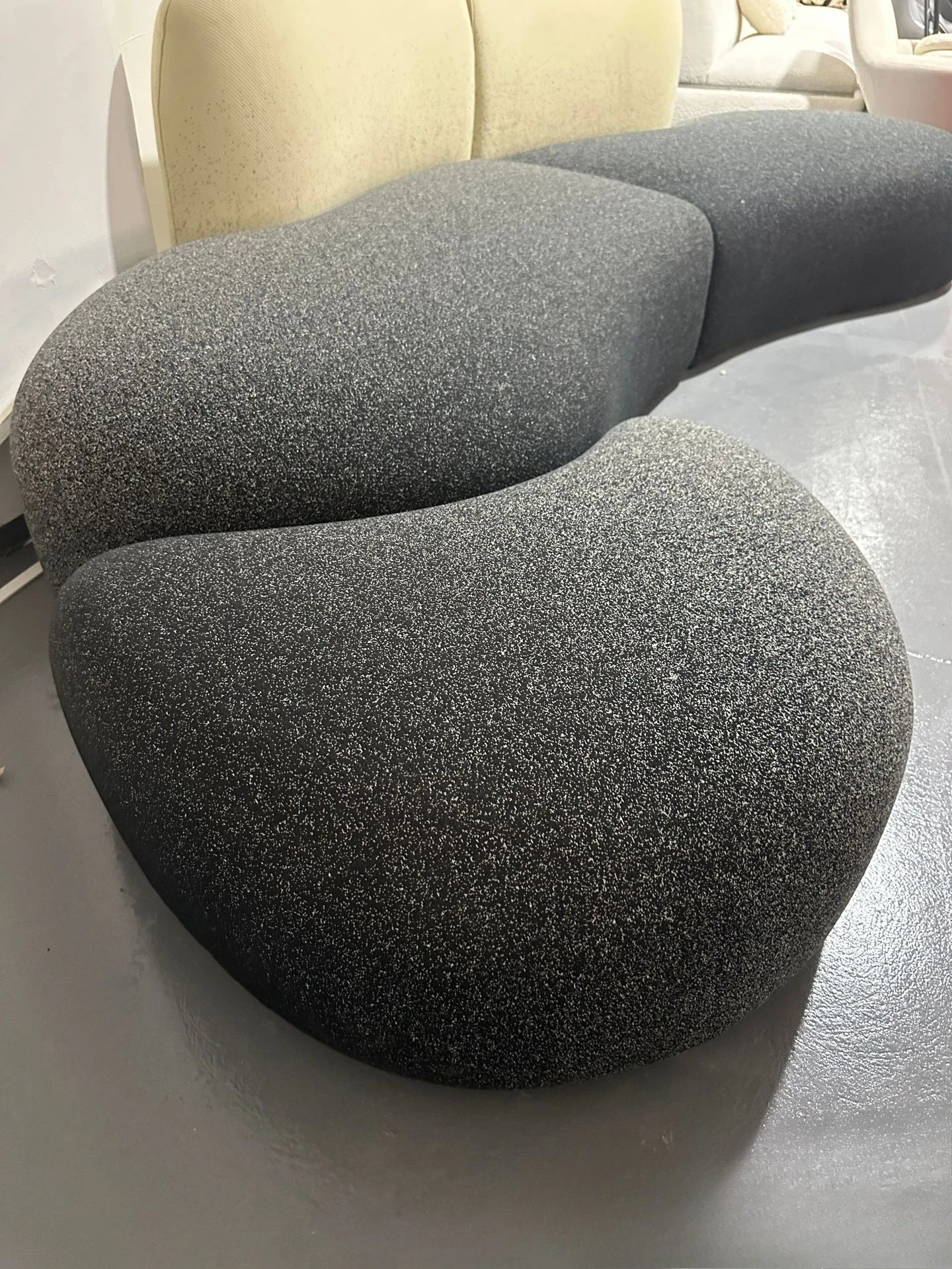 Italian minimalist sofa small apartment light luxury curved sofa moon arc cashew cream style fabric