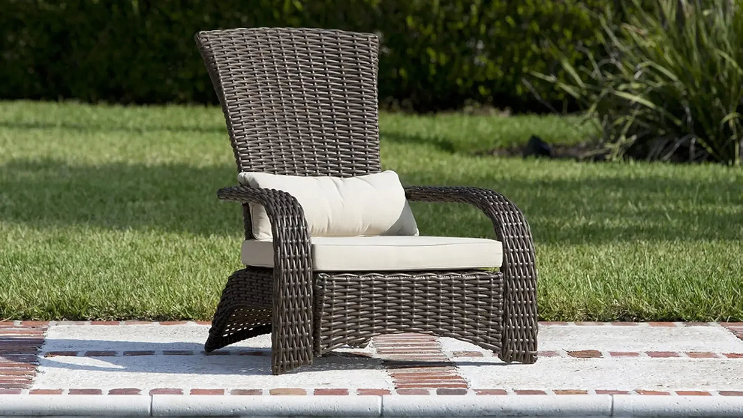 62172 Deluxe Coconino Wicker Lounge Chair All Weather Wicker Armchair Lightweight Durable Adirondack Style Includes 3"