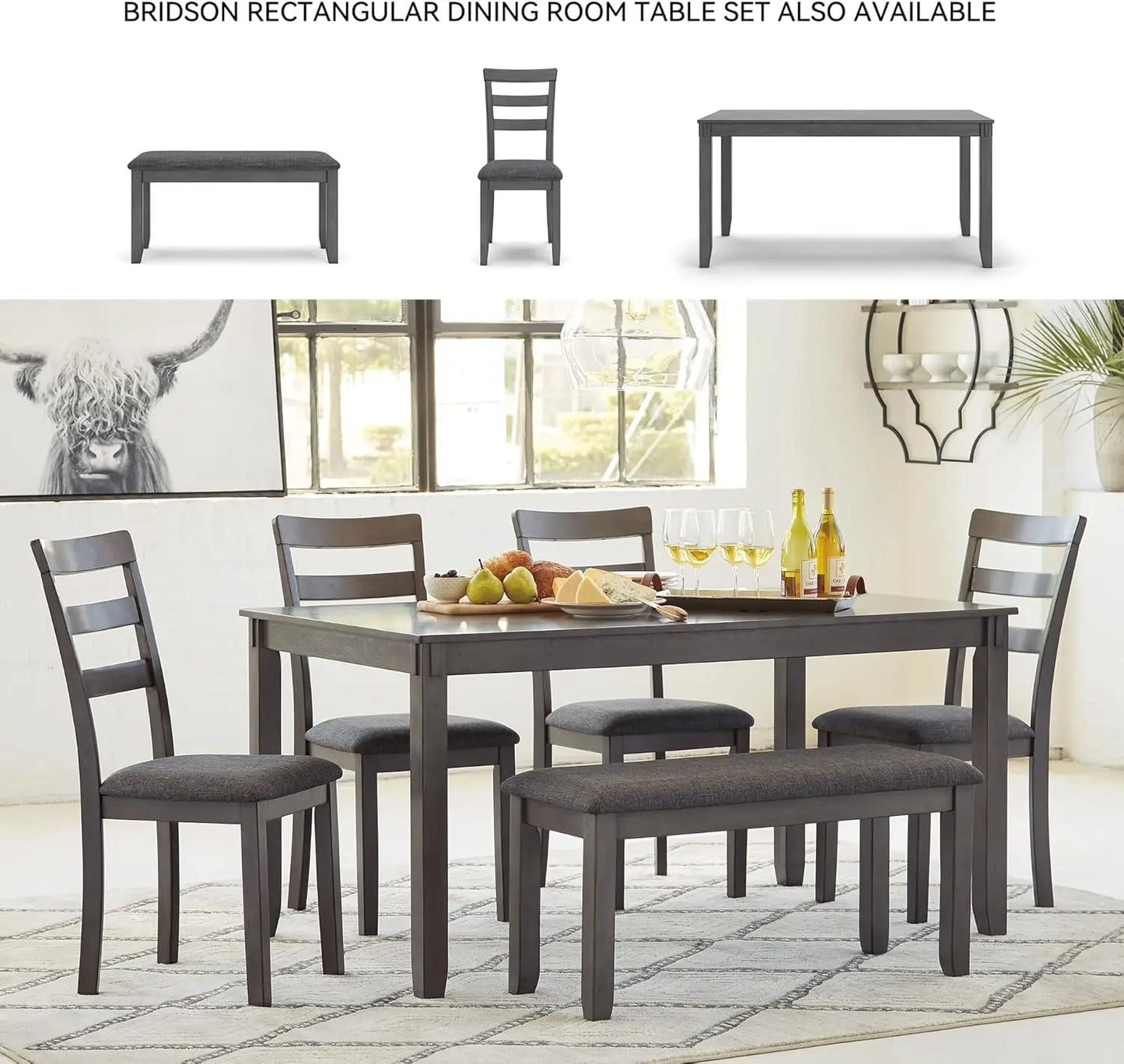 5-Piece Gray Wood Dining Set with Table & 4 Barstools, Modern Design for Small Spaces