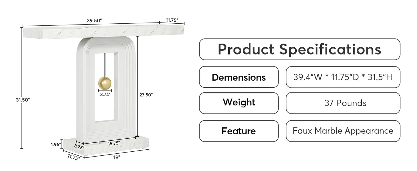Tribesigns Modern Console Table, 40 Inches Narrow Sofa Entryway Table with Pendulum Shape Base, Contemporary Wood Accent Table
