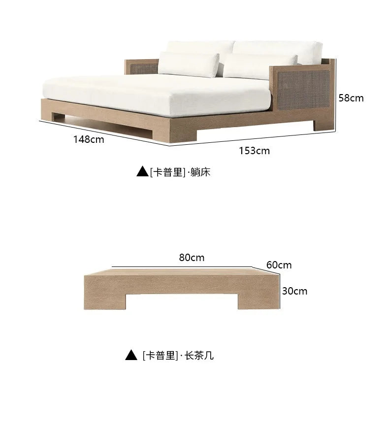 Customizable outdoor teak sofa patio rattan chair