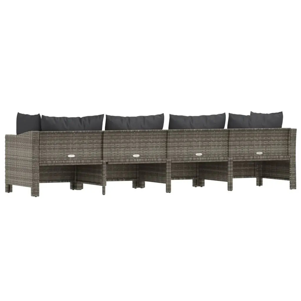 4-Piece Gray Poly Rattan Patio Lounge Set with Cushions Garden Sets