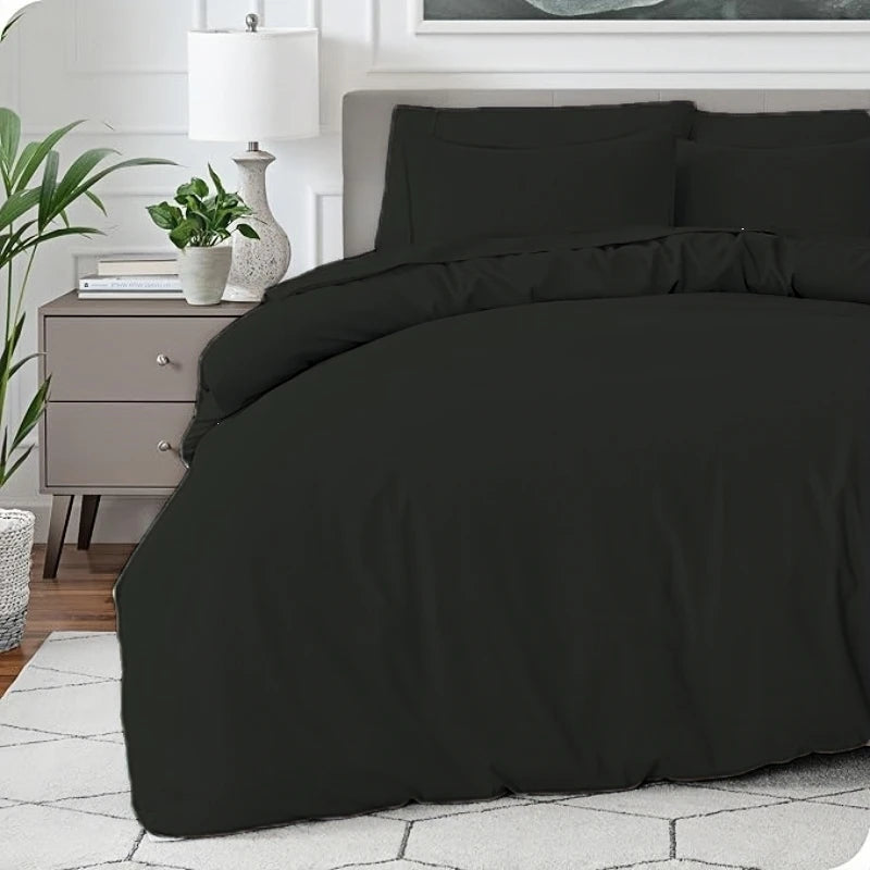 3pcs Solid Color Brushed Bedding Set, Duvet Cover And Pillowcase Set, Skin Friendly, Breathable, Simple Duvet Cover Pillowcases