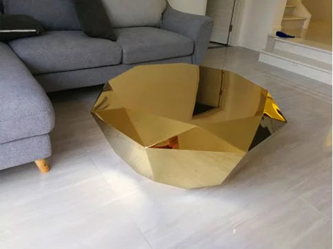 Post-modern light luxury small apartment stainless steel diamond coffee table creative simple designer home living room sofa sid