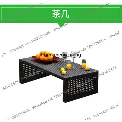 Outdoor rattan sofa combination waterproof and sunscreen outdoor courtyard balcony rattan chair