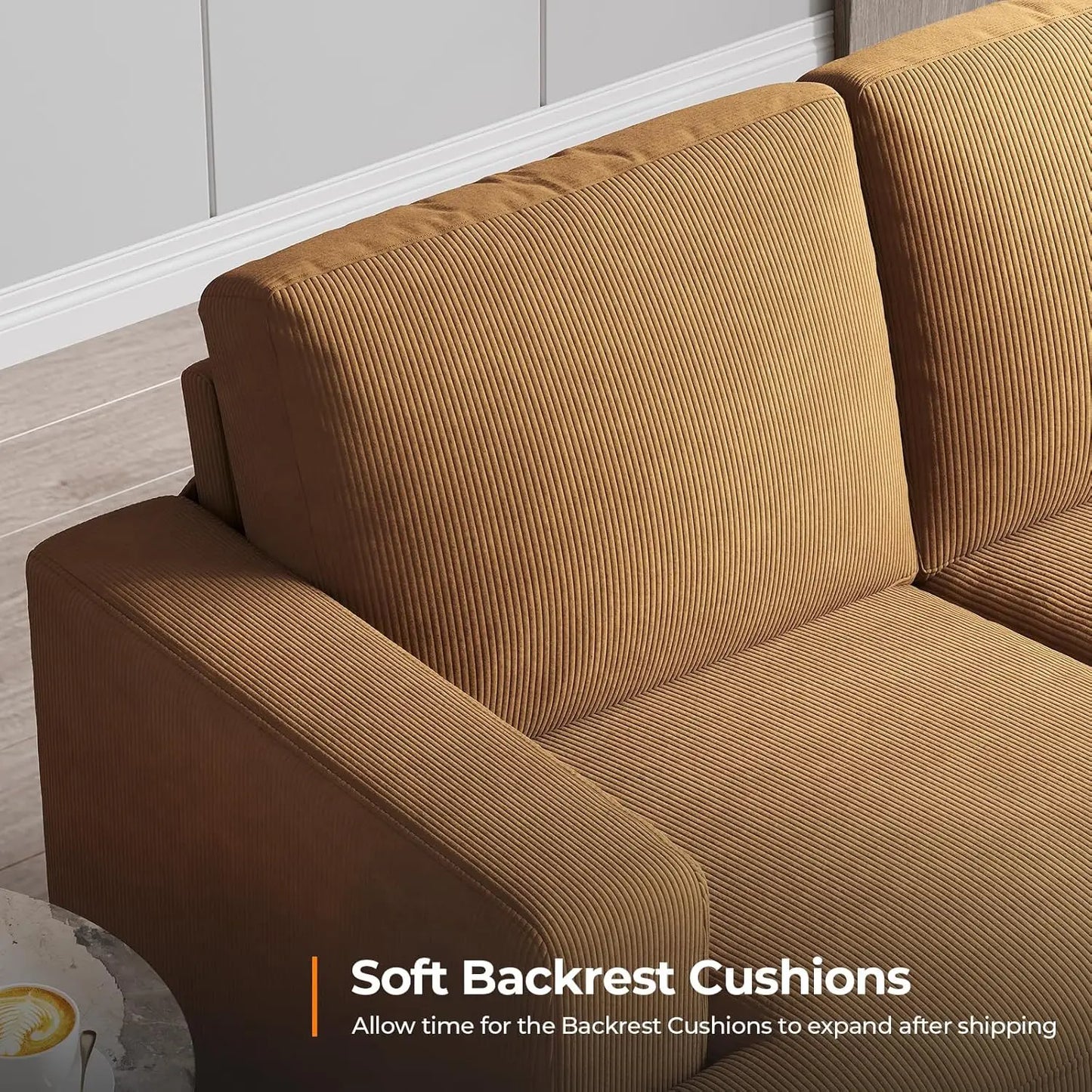 89 Inch Sofa with Extra Deep Seats Oversize, Corduroy Fabric 3 Seater Sofa for Living Room, Modern Couch and Sofa, Comfy