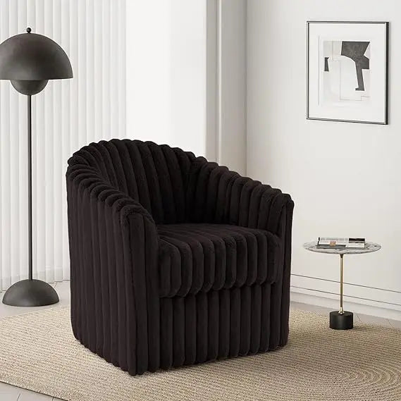 Swivel Accent Chair Armchair, Modern Round Single Sofa Seating Comfy Reading Barrel Chairs for Living Room Bedroom (Beige, Set o