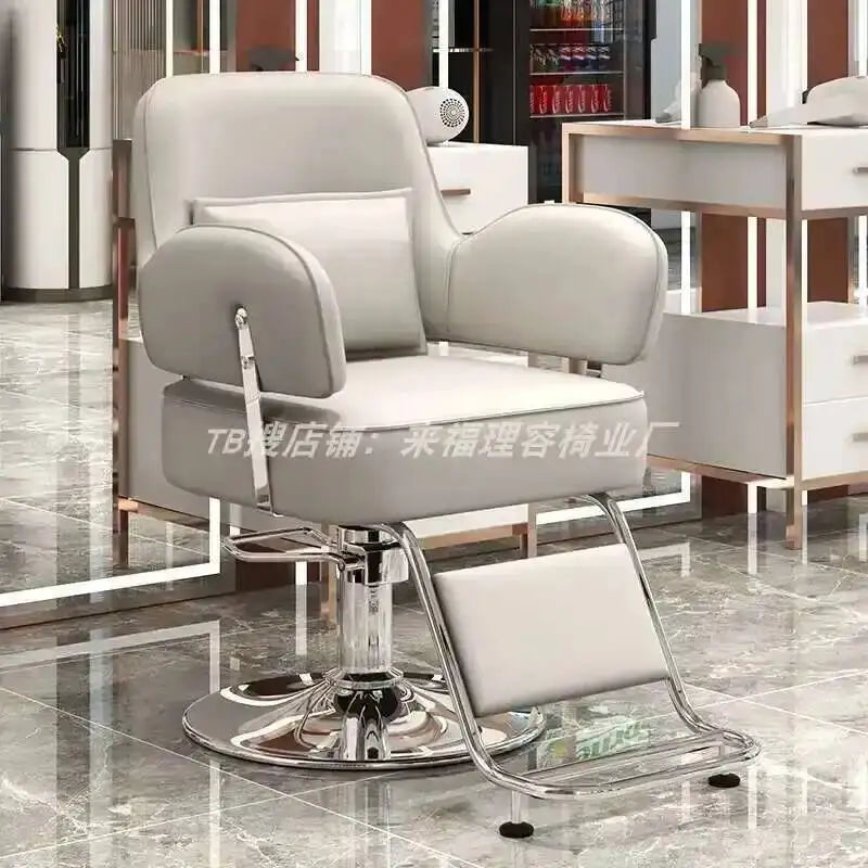 Furniture Fashionable Grey Barber Chair Glamour Elegant Barbería Professional Comfy Hairdressing Chair Modern Simple Silla De