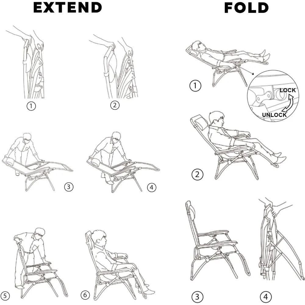 Oversized Padded Zero Gravity Lounge Chair, Foldable Patio Anti Gravity Reclining Chairs Folding Lawn Recliner