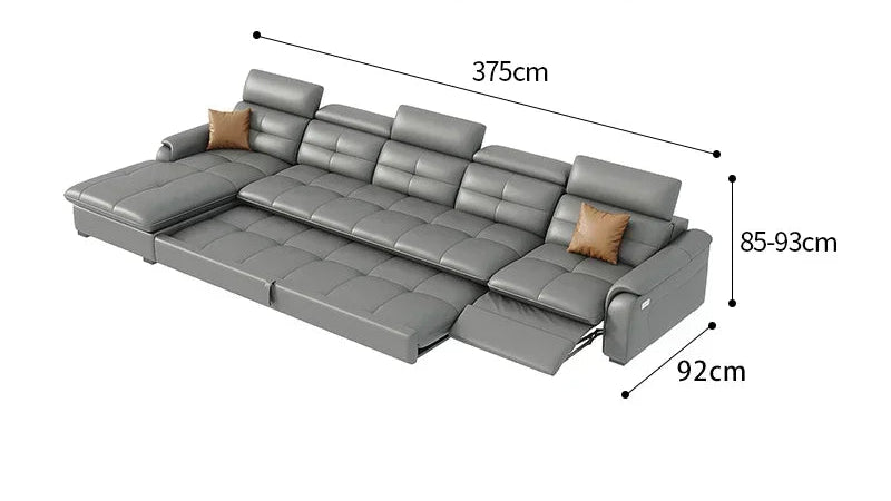 W Reclining Electric Oversize Sofa Genuine Leather Designer Italian Corner Sofa Modern Luxury Divano Letto Living Room Furniture