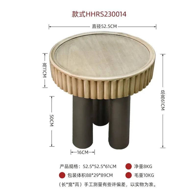 JCH Wabi Sansan retro creative solid wood round living room sofa coffee table balcony leisure corner bed and breakfast decoratio