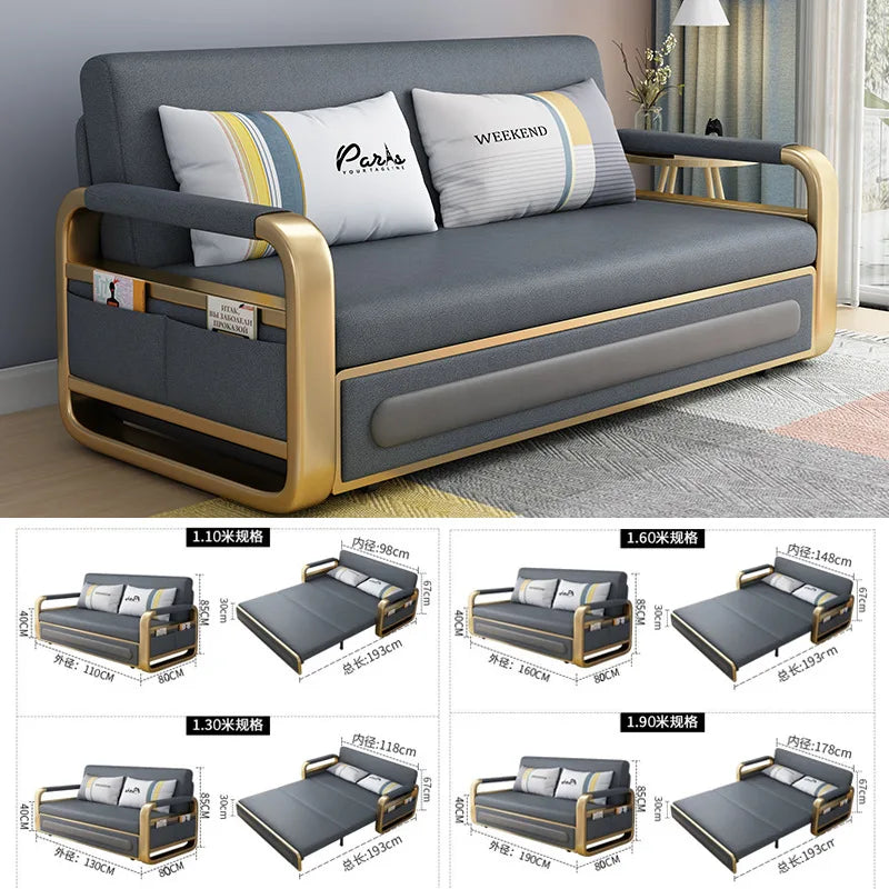 Dual-purpose simple multi-functional storage sofa bed retractable small apartment living room push-pull single double technology