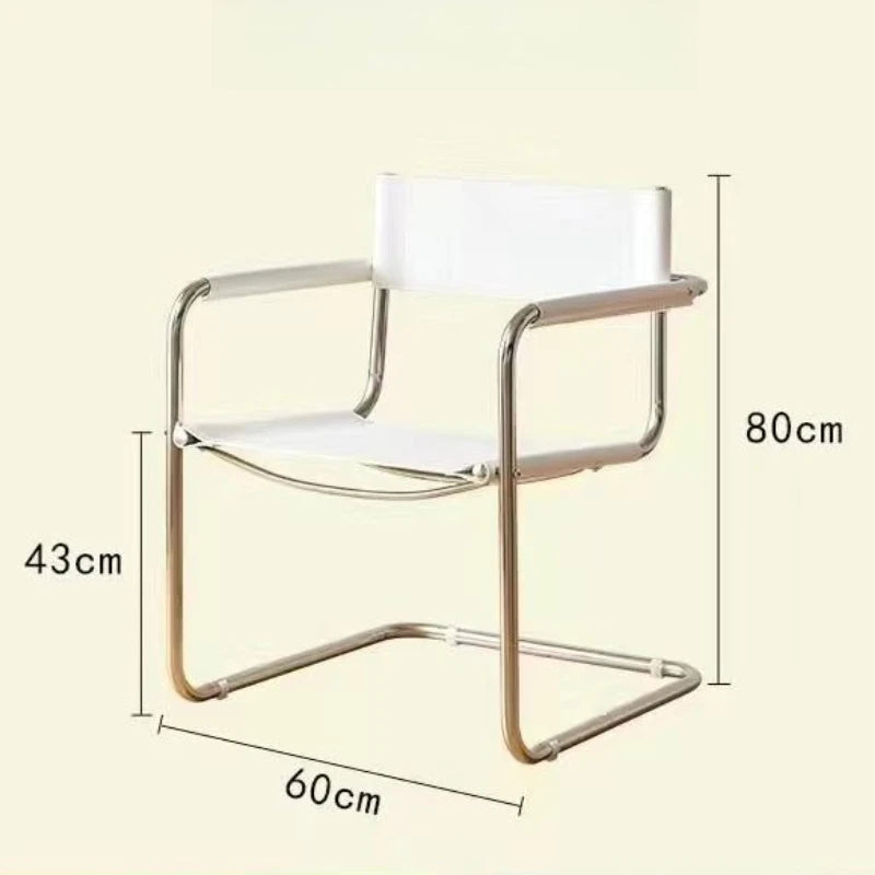 Stainless Steel Dining Chairs Modern Simple Restaurant Chair Living Room Portable Leather Armchair Home Decoration Furniture