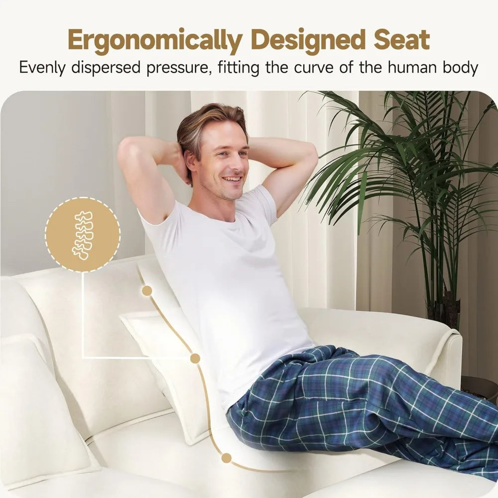 l-shaped chenille modular sectional sofa with movable ottoman, 6 pillows and 2 armrest cushions for living room