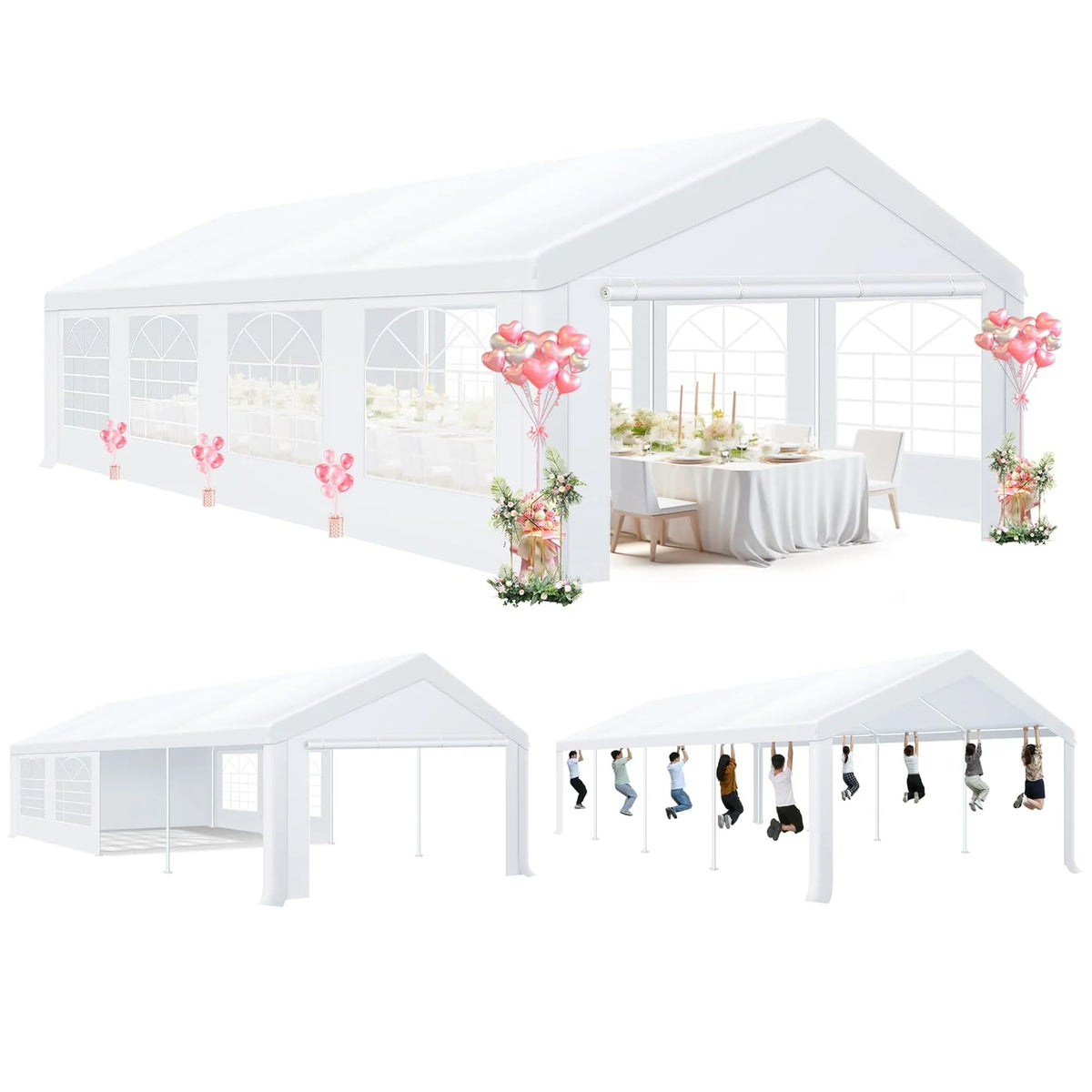 10 x 30 Canopy Tent Heavy Duty, 10x30 Party Tent with Removable Sidewalls & 4 Built-in Sandbags, Wedding Tent UV 50+,Waterproof