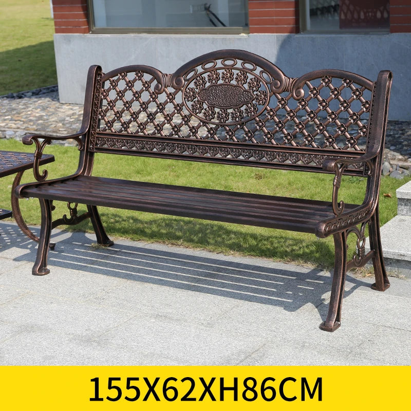 2025 New outdoor metal Bench with backrest garden long chair outdoor bench cast aluminum leisure Patio benches
