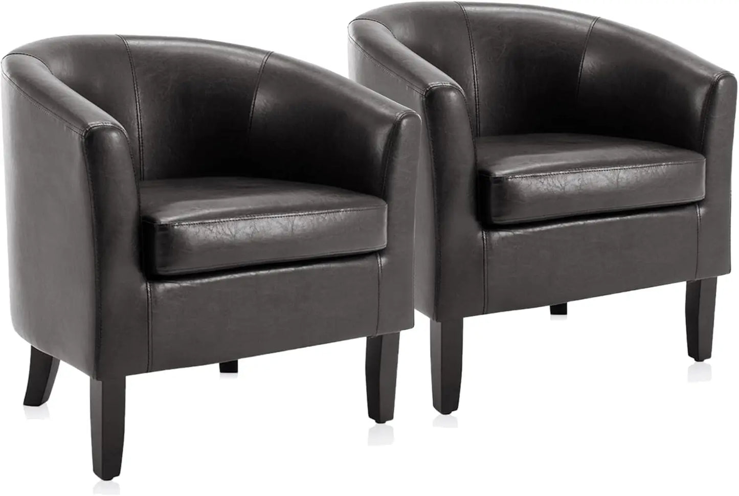 Living Room Chair, Faux Leather Round Accent Barrel Chair (Caramel)