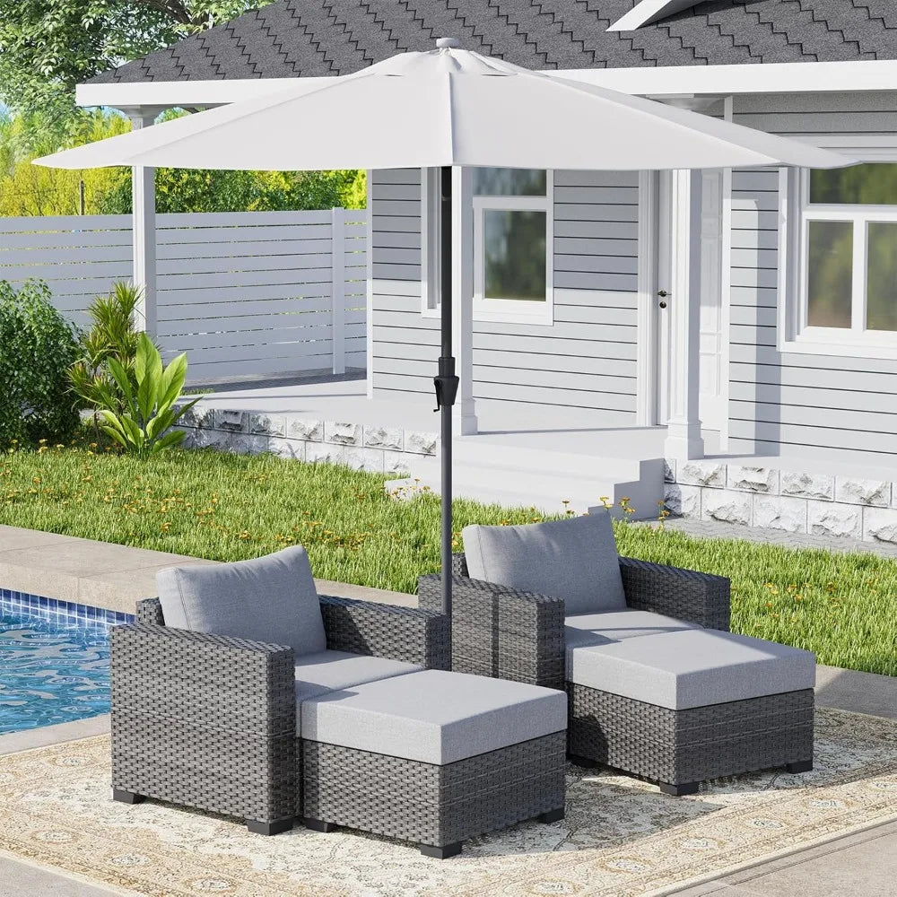 5 Piece Patio Furniture Set with Cushions, Outdoor Rattan Sectional Sofa Conversation Set with Washable Covers, Garden & Poolsid