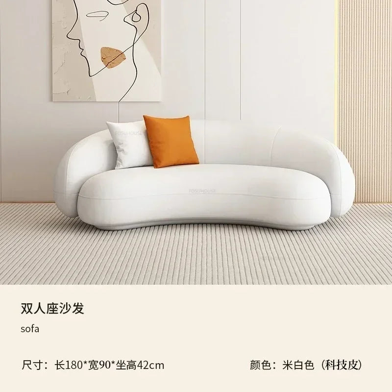 Curved Living Room Sofas Living Room Furniture Cream Style Beauty Salon Sofa Clothing Store Rest Area Reception Sofab
