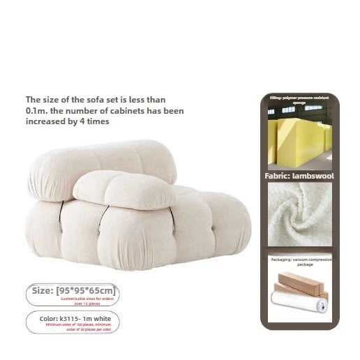 Italian Luxury Modular Sofa Vacuum Compressed Tufted Lazy Sofa Bread Design for Living Room