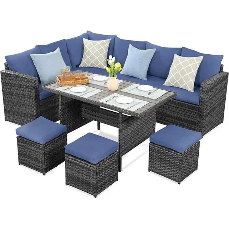 Sales Reasonable Price Plastic Material Outdoor Modern Patio Rattan Sofa Garden Furniture with Cushions