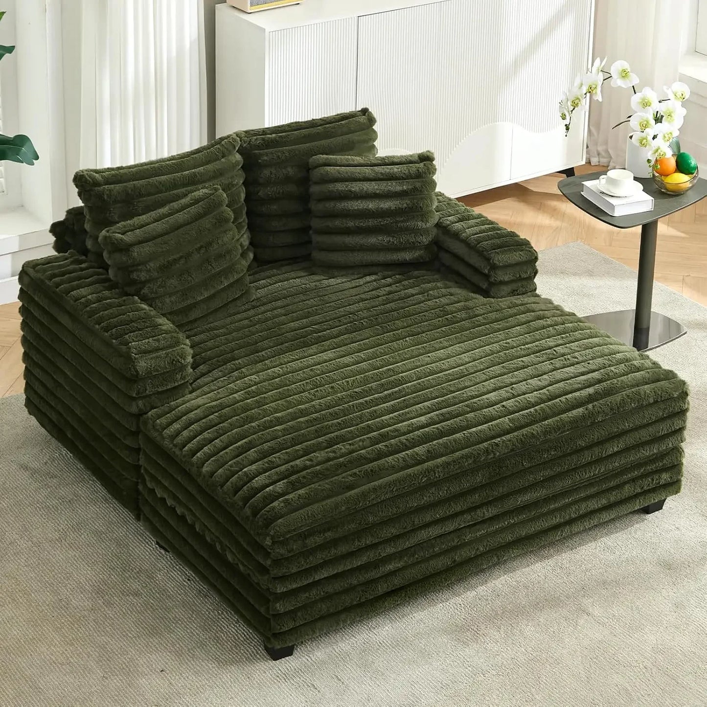 Nordic Sofabed Vacuum Compression Sofa Bed Modern Simple Lazy Sofa Bed Thick Strip Velvet Large Sofa Bed Living Room Furniture