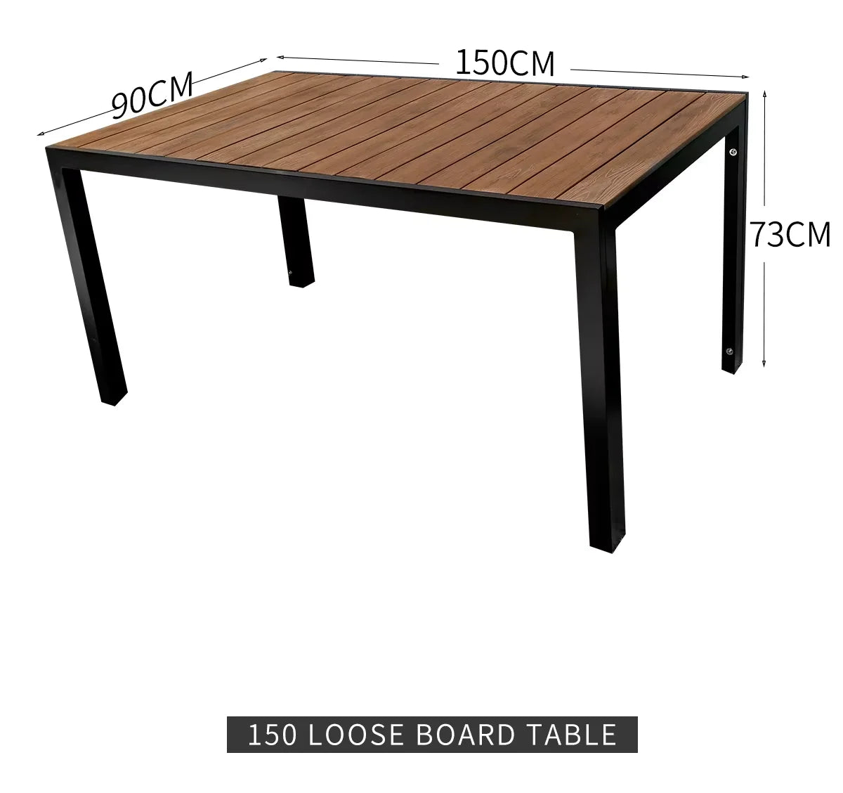 Metal Backyard Table Outdoor Table Garden Table Large 150cm Patio Table Wood-plastic Waterproof Table Room Kitchen Hotel Terrace