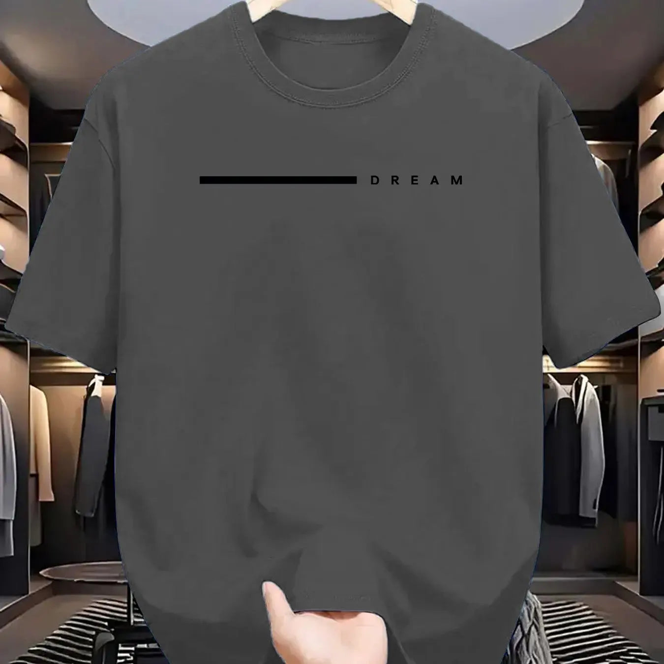 Men's summer fashionable casual loose plus size dreamy letter printed sports round neck short sleeved T-shirt top