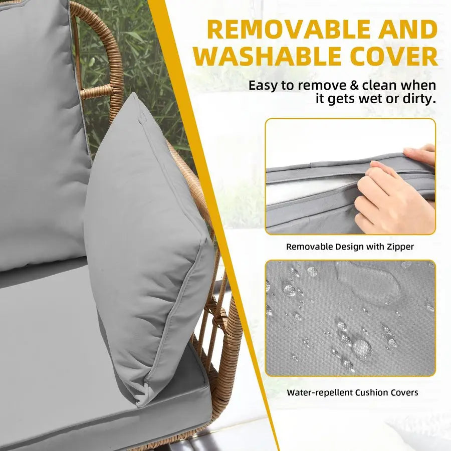 Wicker Patio Loveseat, AllWeather Rattan 2Seat Sofa with Cushions amp Lumbar Pillows, Outdoor Patio Furniture Set for Patio, Bal