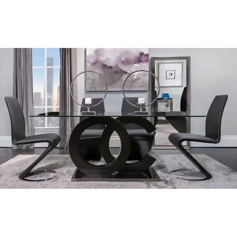 Set of 2 Black Dining Chairs - Marcus Horseshoe Style, Stylish and Modern Design for Your Home or Office Dining Room