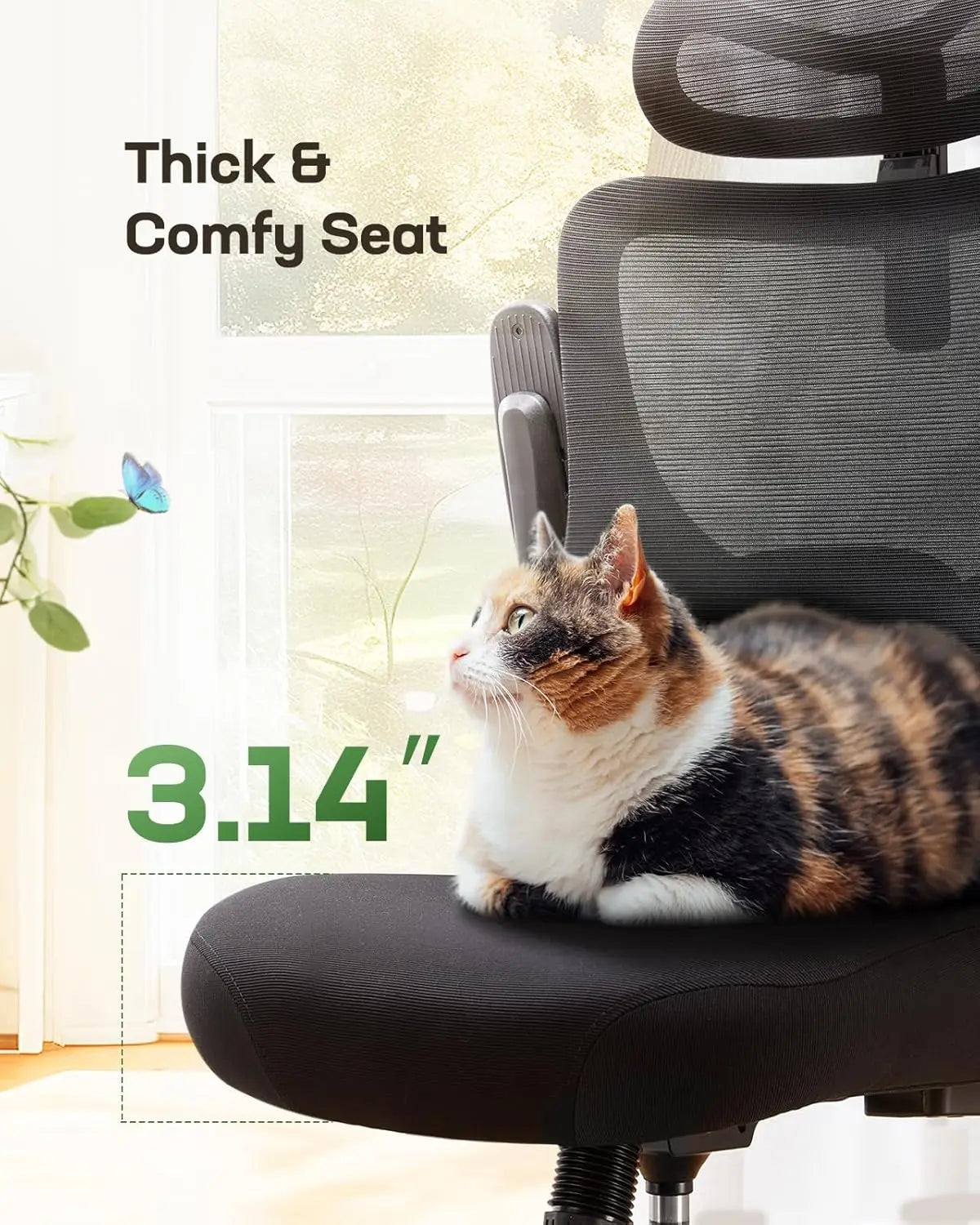 Ergonomic Office Chair with Adjustable Lumbar Support, High Back Mesh, and 3D Armrests for Comfortable Work