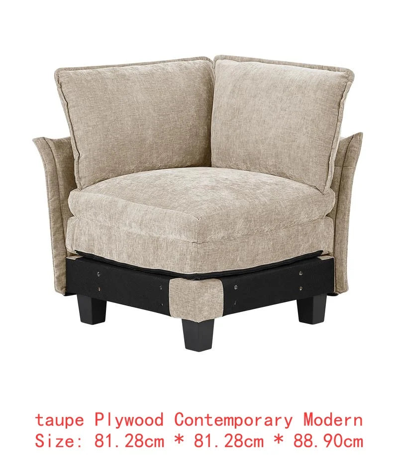Modern 6-Piece Modular Sectional Sofa Set in Plush Chenille Upholstery for Comfortable Living Room Furniture - Durable Plywood