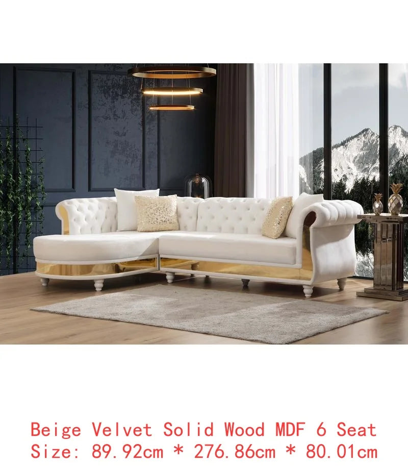 Black Tufted Upholstered Sectional Sofa with Wood Frame