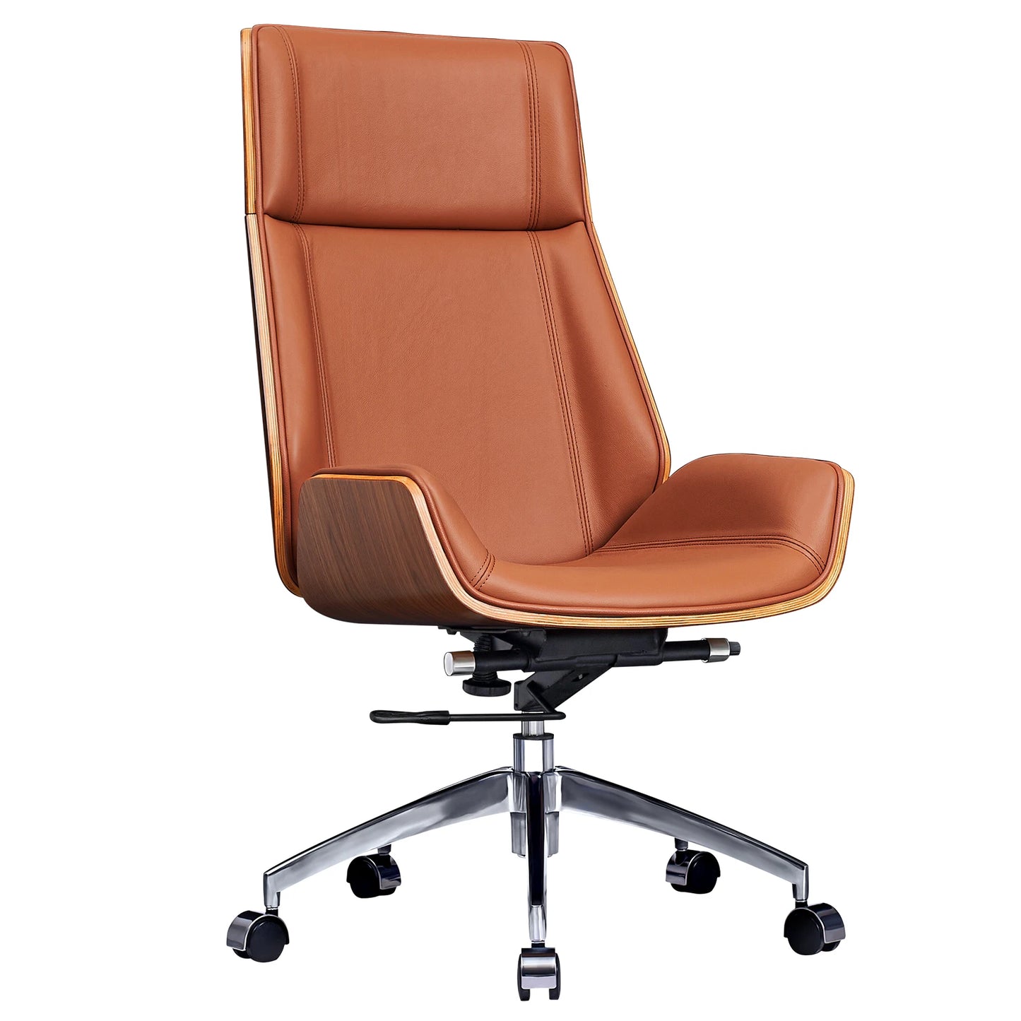 Luxury Real Leather High-Back Managerial Office Chair Genuine Leather Ergonomic 360 Swivel Lift Office Chair with Lumbar Support