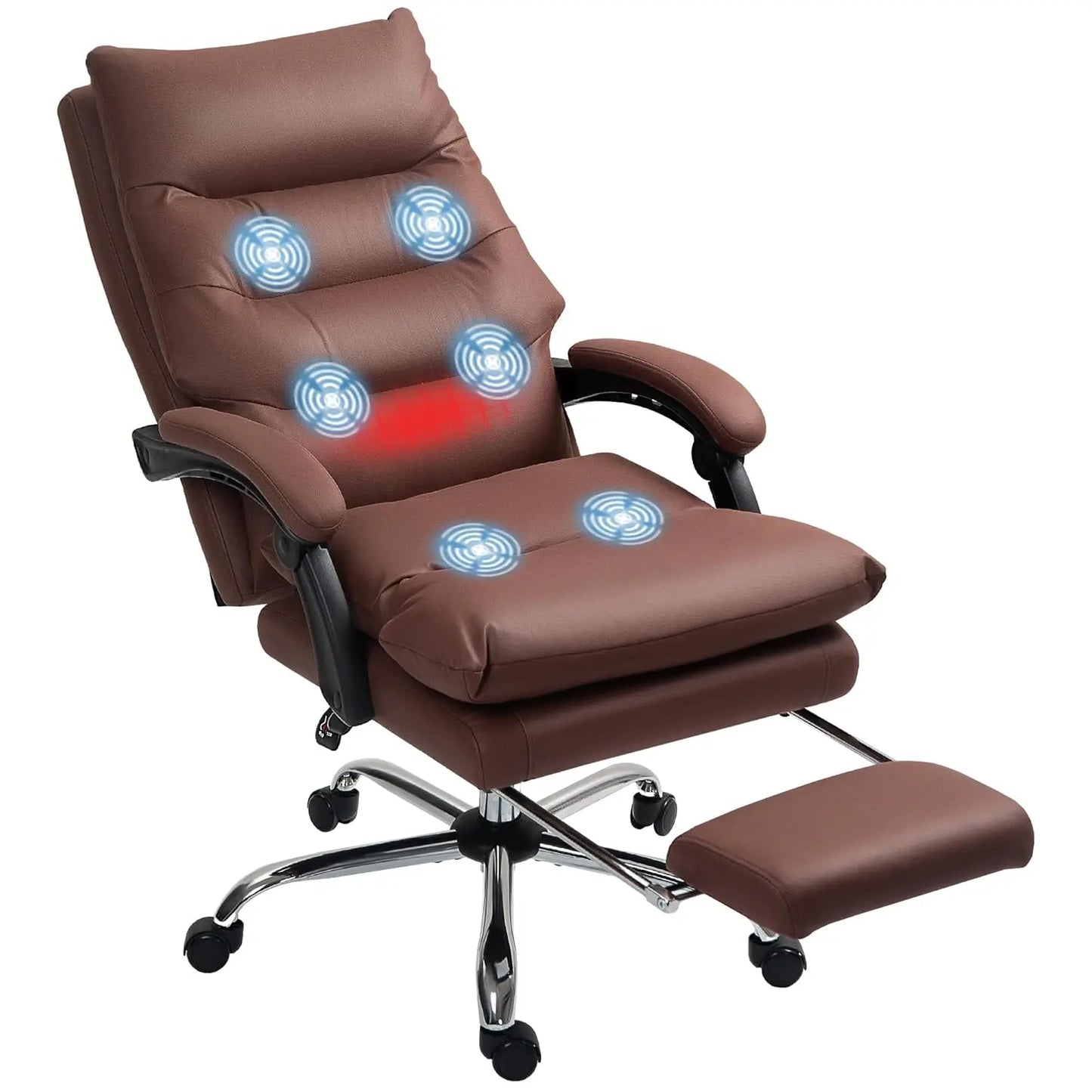 Microfibre Executive Massage Office Chair, Computer Desk Chair, Heated Reclining Chair with Footrest, Customized