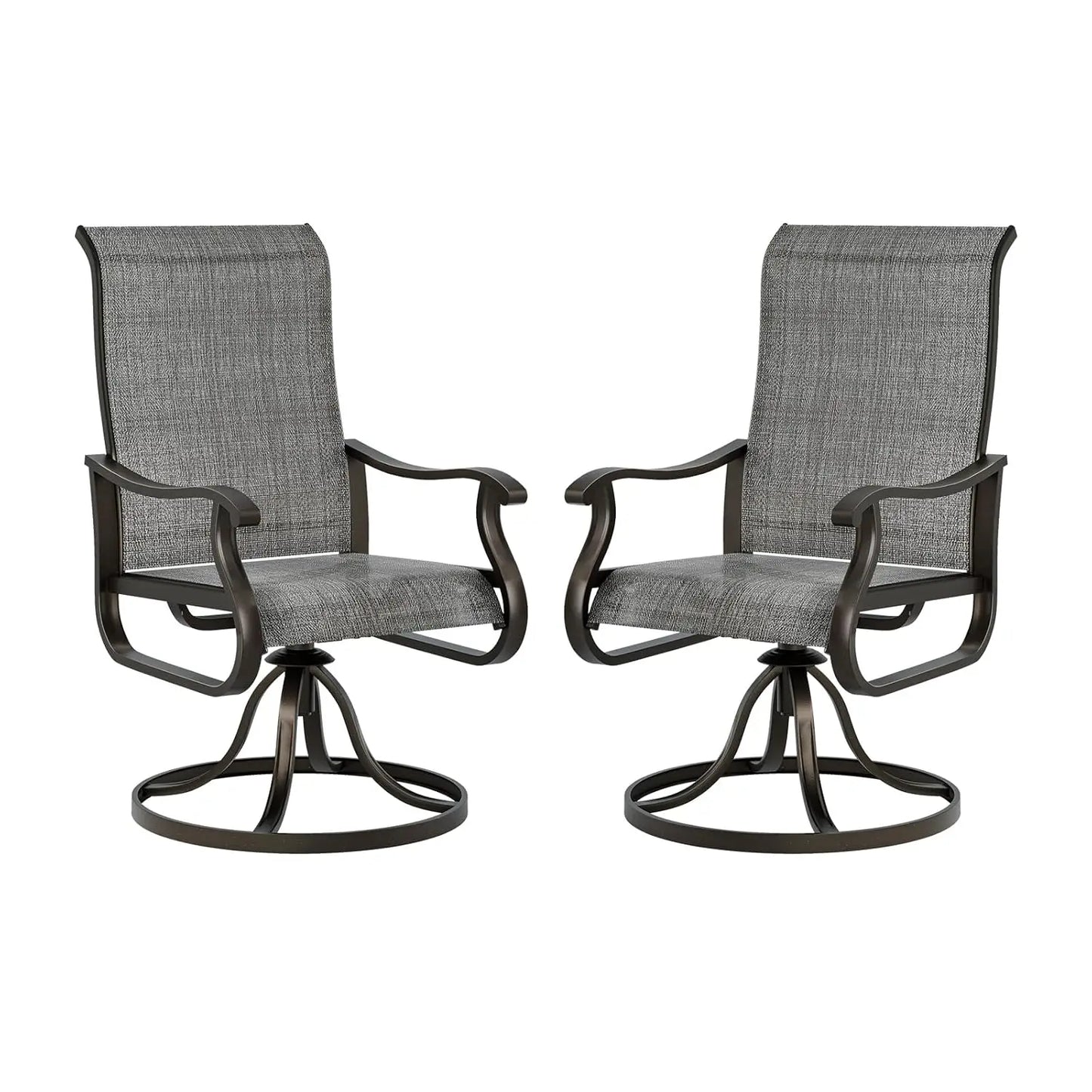 Patio Swivel Chairs Set of 2, Outdoor Dining Chairs High Back with Padded All Weather Breathable Textilene, Customized