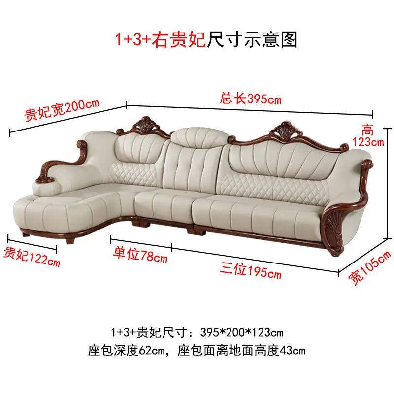 European leather sofa first floor living room villa luxury ebony small apartment