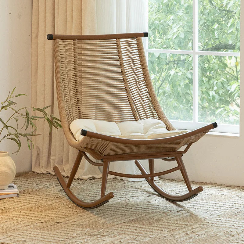Hxl balcony rocking recliner casual outdoor rattan chair adult nap