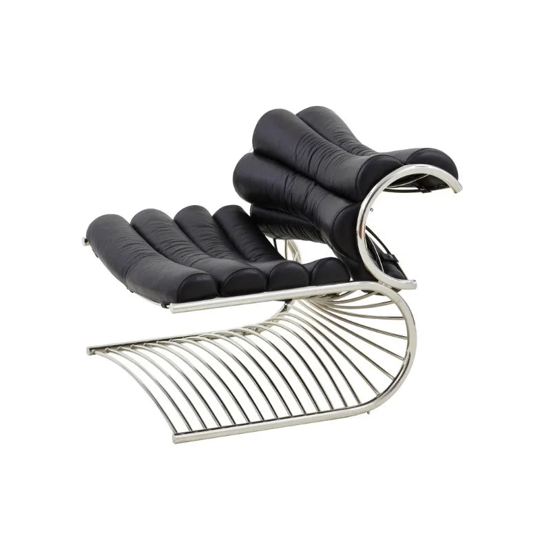 Nordic modern stainless steel single-back lounge chair, ergonomically designed for use in homes and living rooms
