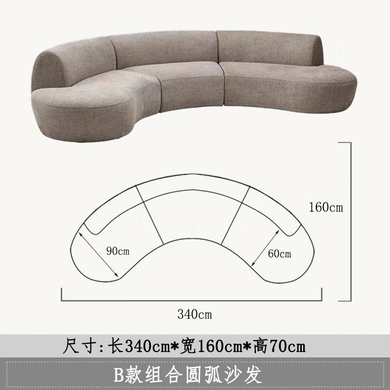Italian light luxury wabi sabi circular curved sofa minimalist special-shaped corner large apartment living room model