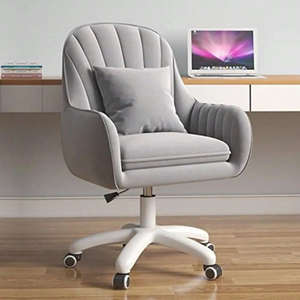 Home Office Chair Computer Chair With Mid-Back Upholstered Modern Tufted Computer Task Chair Swivel Height Adjustable Velvet Accent Chair,Grey