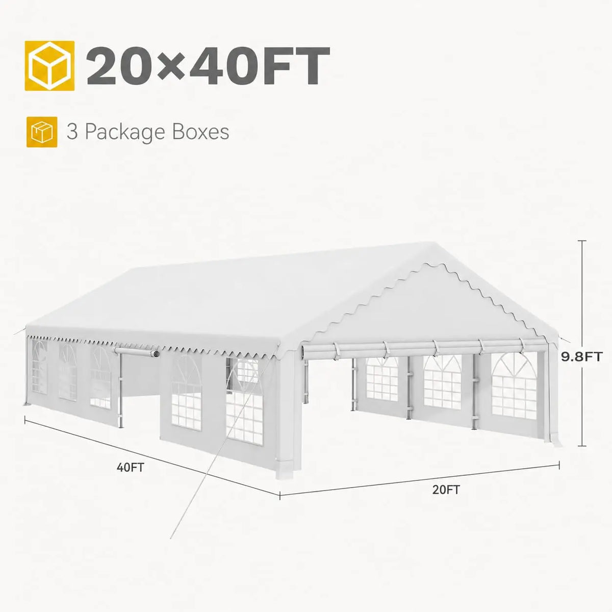 20×40FT Party Tent Outdoor Heavy Duty Wedding Event Shelters, Customized